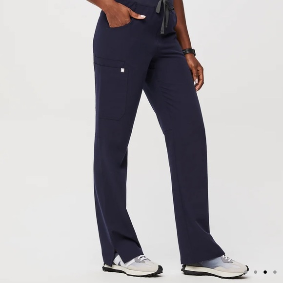 Figs Pants - Figs Navy Blue Cargo Wide Leg Scrub Pants